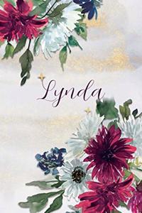 Lynda: Personalized Journal Gift Idea for Women (Burgundy and White Mums)