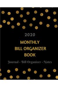 2020 Monthly Bill Organizer Book