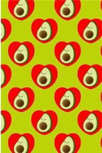 Cute Avocado In Red Heart Pattern Notebook