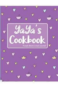 Yaya's Cookbook Purple Blank Lined Journal