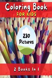 COLORING BOOK FOR KIDS - Fun, Simple And Educational Pages With 230 Pictures To Paint ! (English Language Edition)