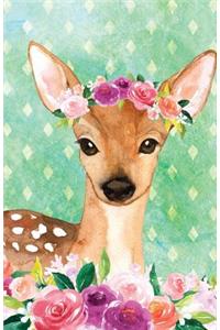 Journal Notebook For Animal Lovers Female Deer In Flowers
