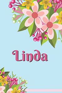 Linda Personalized Blank Lined Journal Notebook