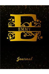 Emmy Journal: Letter E Personalized First Name Personal Writing Diary Black Gold Glittery Space Effect Cover Daily Diaries for Journalists & Writers Note Taking W