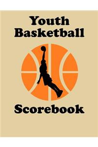 Youth Basketball Scorebook: 50 Game Scorebook with Scoring by Quarters (8.5 x 11)