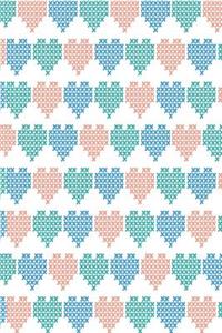 Notizbuch gestrickte Herzen - lachs türkis blau