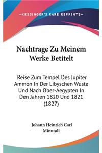 Nachtrage Zu Meinem Werke Betitelt