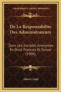 De La Responsabilite Des Administrateurs