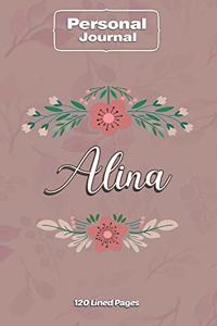 Alina Notebook Journal Personal Diary Personalized Name 120 pages Lined (6x9 inches) (15x23cm)