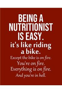 Being a Nutritionist is Easy. It's like riding a bike. Except the bike is on fire. You're on fire. Everything is on fire. And you're in hell.