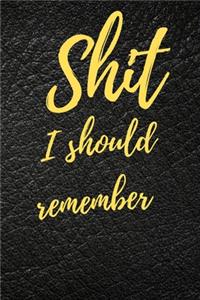 Shit I should remember: Internet Password Logbook, Journal & Notebook, Log Book For Disorganized People