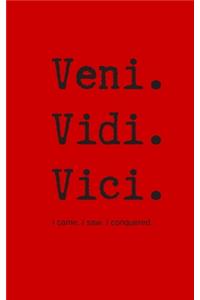 Veni. Vidi. Vici. I came. I saw. I conquered.