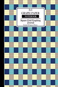 4x4 Graph Paper Notebook.Square Grid Graphing Journal. Groups Of Squares Pattern