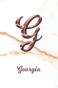 Georgia: Journal Diary - Personalized First Name Personal Writing - Letter G White Marble Rose Gold Pink Effect Cover - Daily Diaries for Journalists & Write