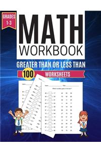 Math Workbook GREATER THAN OR LESS THAN 100 Worksheets Grades 1-3