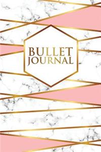 Bullet Journal: Marble + Gold Bullet Journal - 120-Page 1/4 Inch Dot Grid Notebook - 6 X 9 Marble & Gold Perfect Bound Softcover