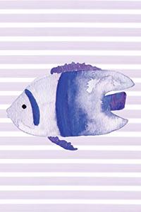 Ocean Fish Watercolor Stripe Journal