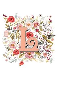 L Monogram Letter Floral Wreath Notebook