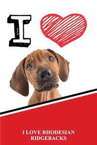 I Love Rhodesian Ridgebacks: Weekly Planner Notebook 365 Daily - 52 Week Journal 120 Pages 6x9