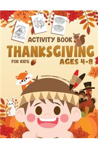 Thanksgiving Activity Book for Kids Ages 4-8