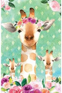 Journal Notebook For Animal Lovers Giraffes In Flowers 2