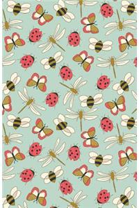 Journal Notebook Dragonflies, Bees and Ladybugs Pattern - Green