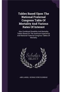Tables Based Upon The National Fraternal Congress Table Of Mortality And Various Rates Of Interest