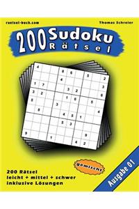 200 gemischte Zahlen-Sudoku 01: 200 gemischte 9x9 Sudoku mit Lösungen, Ausgabe 01