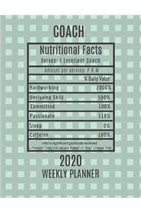 Coach Nutritional Facts Weekly Planner 2020