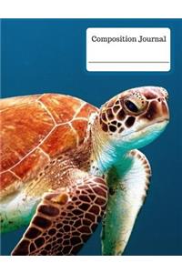 Composition Journal - Sea Turtle Swimming (Wide Ruled)