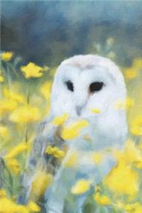 Barn Owl And Yellow Flowers - Lined Notebook with Margins