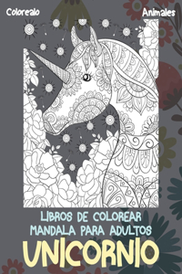 Libros de colorear Mandala para adultos - Colorealo - Animales - Unicornio