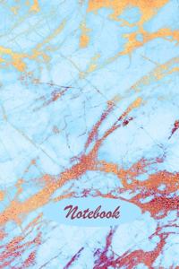 Notebook: Sky Blue Gold Purple Marble Design Cover Blank Lined Notebook Journal