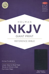NKJV Giant Print Reference Bible, Black Genuine Leather Indexed