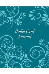 Bullet Grid Journal: Teal Floral Swirl, 150 Dot-Grid Pages, 8-X10-