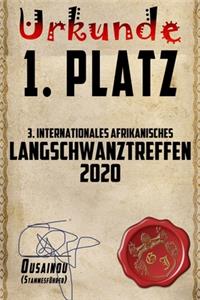 Urkunde 1. Platz 3. Internationales Langschwanztreffen 2020