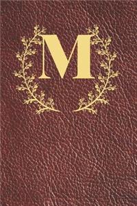 M: Executive Monogram Initial Journal (Vintage Leather Look Personalized Letter Notebooks)