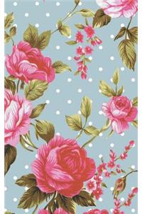 Vintage Rose Pastel Blue Polka Dot Notebook