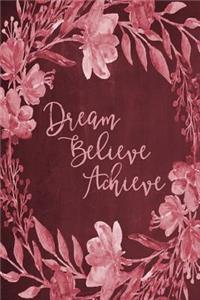 Chalkboard Bullet Dot Grid Journal - Dream Believe Achieve (Red)