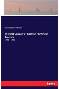 first Century of German Printing in America
