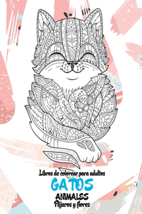 Libros de colorear para adultos - Pájaros y flores - Animales - Gatos