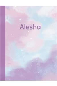 Alesha: Personalized Composition Notebook - College Ruled (Lined) Exercise Book for School Notes, Assignments, Homework, Essay Writing. Pink Blue Purple Cov