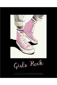 Girls Rock - Solid Black Paper Notebook