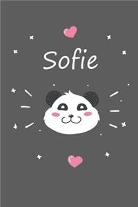 Sofie: Personalisiertes Panda Tage-/Notizbuch mit dem Vornamen Sofie und ganzen 100 linierten Seiten im 6x9 Zoll Format (ca.DIN A5). Optimal als Schreibhef