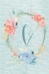 2020 Weekly Calendar Planner - Letter V - Light Blue and Pink Floral Design
