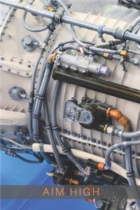 Airplane Artic Blue Jet Engine Aim High Collection Travel Lined Journal, Volume 22, College Ruled Notebook, Softcover Writing Notepad Gift, 120 Pages