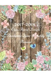 2017-2018 Cute Floral Design Academic Year Monthly Planner