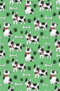 Journal Notebook Dogs and Bones Pattern On Green