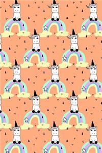 Journal Notebook Little Unicorns On Rainbows Pattern 5