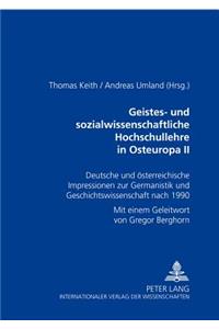 Geistes- Und Sozialwissenschaftliche Hochschullehre in Osteuropa II